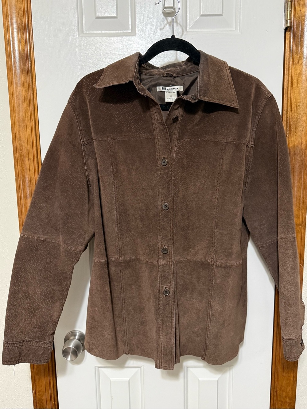 Vintage Nygård Collection Brown Suede Leather Shirt Jacket Shacket Y2K Petite M